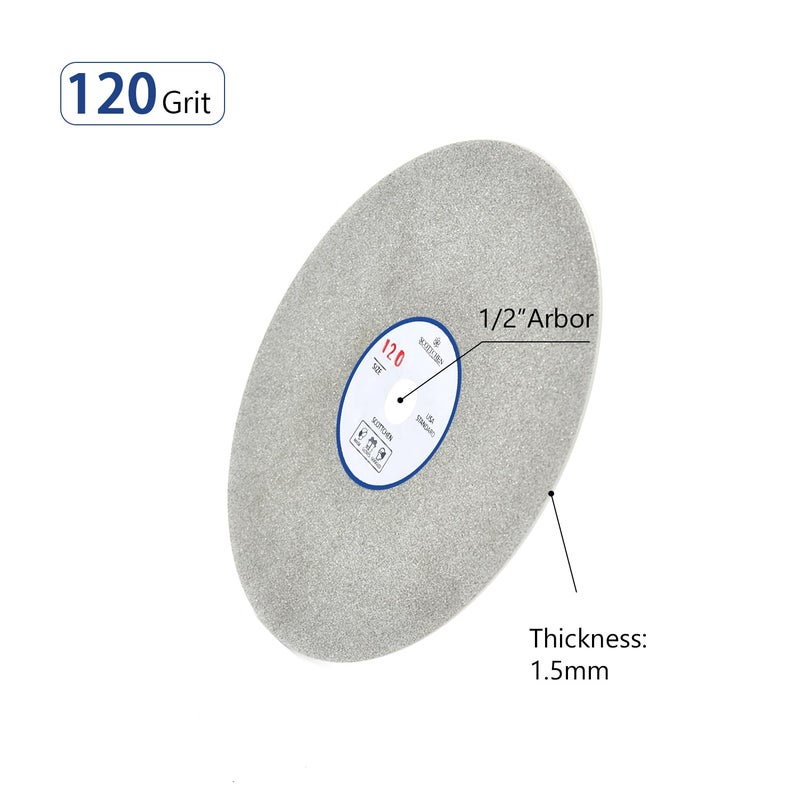 SCOTTCHEN Diamond Flat Lap Wheel 6" x 1/2" Arbor Grinding Sanding Disc Lapping Polishing Disc-120 Grit - Image 2